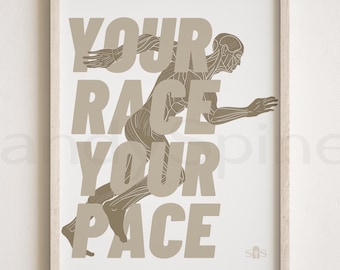 Your Race, Your Run | DIGITAL DOWNLOAD | by SandySpines Motivational Chiropractic Runner Poster