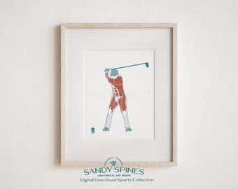 Golf Anatomy Art Print | Male Golfer Sports Anatomy (Digital Download)