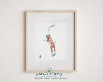 Tennis Anatomy Art Print | Female Athlete Sports Anatomy (Digital Download)