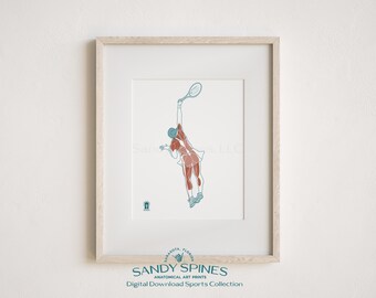 Tennis Player Anatomy Art Print | Female Muscular System Motion (Digital Download)