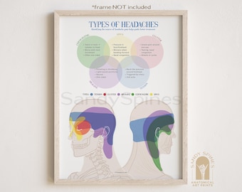 Type of Headaches Chart Poster | Chiropractic Art & Posters