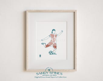 Soccer Football Futbol Sports Player Anatomy Art Print | Female Muscular System Motion (Digital Download)