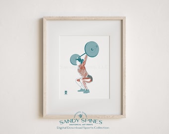 Olympic Weightlifter Anatomy Art Print| Sports Medicine Muscular System Motion (Digital Download)