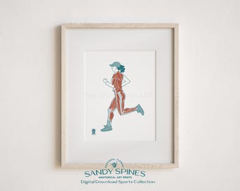 Running Anatomy Art Print | Female Runner Sports Anatomy (Digital Download)