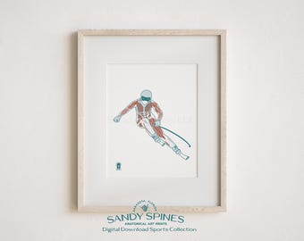 Downhill Skiing Anatomy Art Print | Female Skier Sports Anatomy (Digital Download)