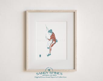 Rock Climbing Anatomy Art Print | Female Muscular System Motion (Digital Download)