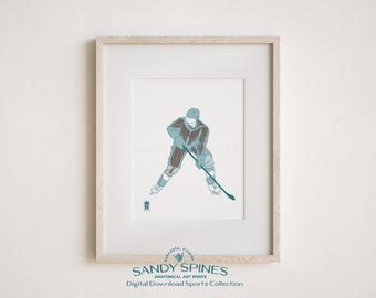 Hockey Anatomy Art Print | Male Hockey Player Sports Anatomy (Digital Download)