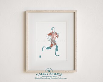 Paralympic Male Runner Anatomy Art Print | Male Muscular System Motion (Digital Download)
