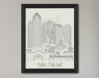 San Diego Gift, California Travel Print, California Decor, San Diego Art Print, San Diego Wall Art, San Diego City Poster, Travel Poster