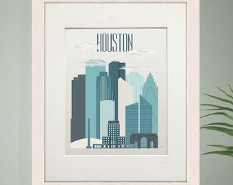 City Print Houston poster, Houston framed print Crawford street Houston Art Print Houston Wall Decor Travel Poster Houston City Print