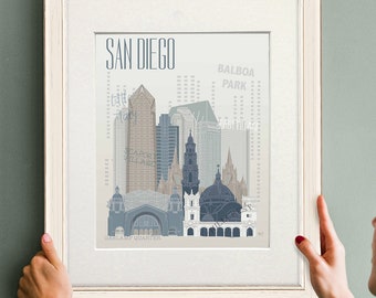 San Diego Wall Art, Little Italy, Architectural Print, San Diego Poster, City Wall Art, Large city art, California Art Print, City Decor,