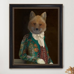 Impresión de zorro de edición limitada: retrato de Matthias Winthrop: pintura de zorro, antropomórfica, arte renacentista, impresión de zorro del bosque, arte en lienzo grande