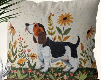 Federa Per Cuscino 50x50 Cm Con Simpatico Cane Basset Hound E Papà - Bageyou