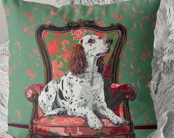 English Setter Pillow Cover – Handmade Cotton Linen Mix Cushion