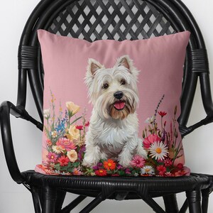 West Highland Terrier Pillow Cover - Handmade Cotton Linen Mix Cushion Cover - Print both sides - Cute Westie Dog