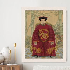 Chinoiserie Bild, Ancestor Druck, Kaiser 2 Rot, chinesischer Druck, Chinesische Ahnen Kunst, Chinoiserie Bild, Asiatische Leinwand Kunst, Orientalische Dekoration