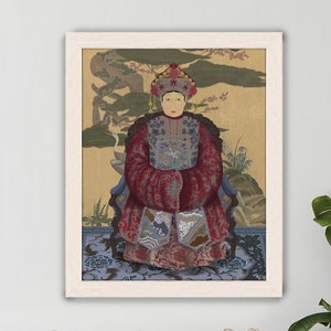 Chinesischer Vorfahre - Kaiserin 1 rot - Traditionelle asiatische Dekoration, Chinoiserie Druck, orientalische Wandkunst, große Leinwand, chinesisches Dekor Poster