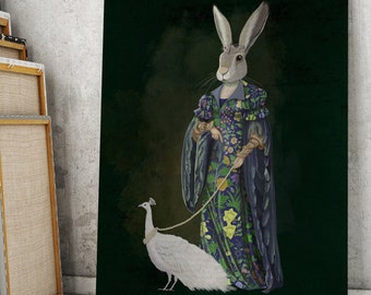 限定版ウサギの絵画 - オフィーリア・ドルトンと白孔雀 - 擬人化