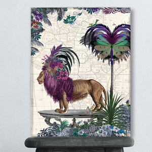 Limitierter Löwendruck - Afrikanischer Löwe - Afrikanischer Tierdruck, Tropisches Dekor, Dschungeldekor, Löwenwandkunst, Löwenmalerei, große Leinwand