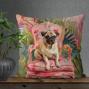 Fawn Pug Dog Pillow Cover - Print both sides - Cute Pug gift idea for owner, funny pug