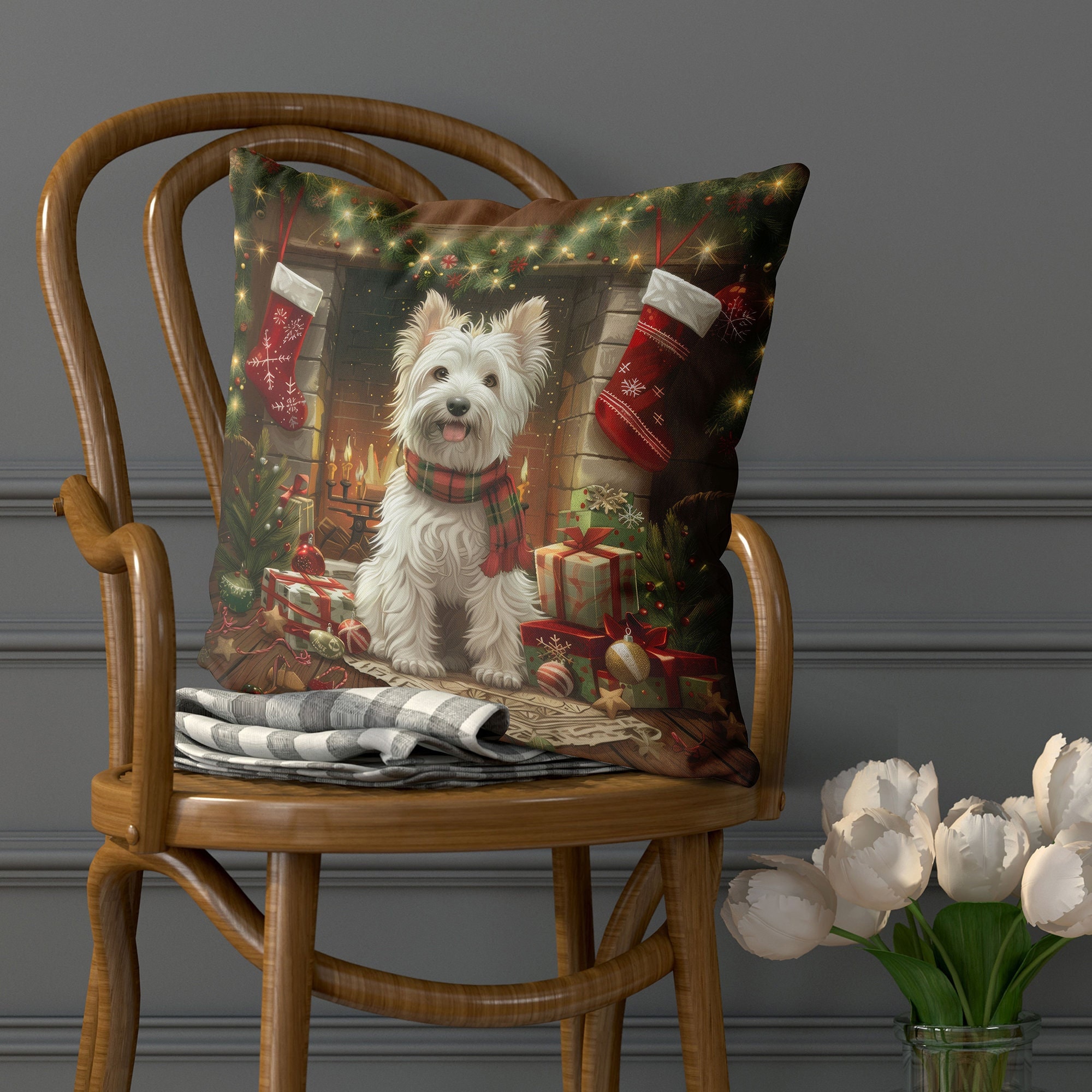 LAMAME West Highland White Terrier Chien 3D Housse De Couette Imprimé Parure De Lit En Microfibre Parure De Lit Doudou Couvertures Avec Fermeture À Glissière Single(135x200cm