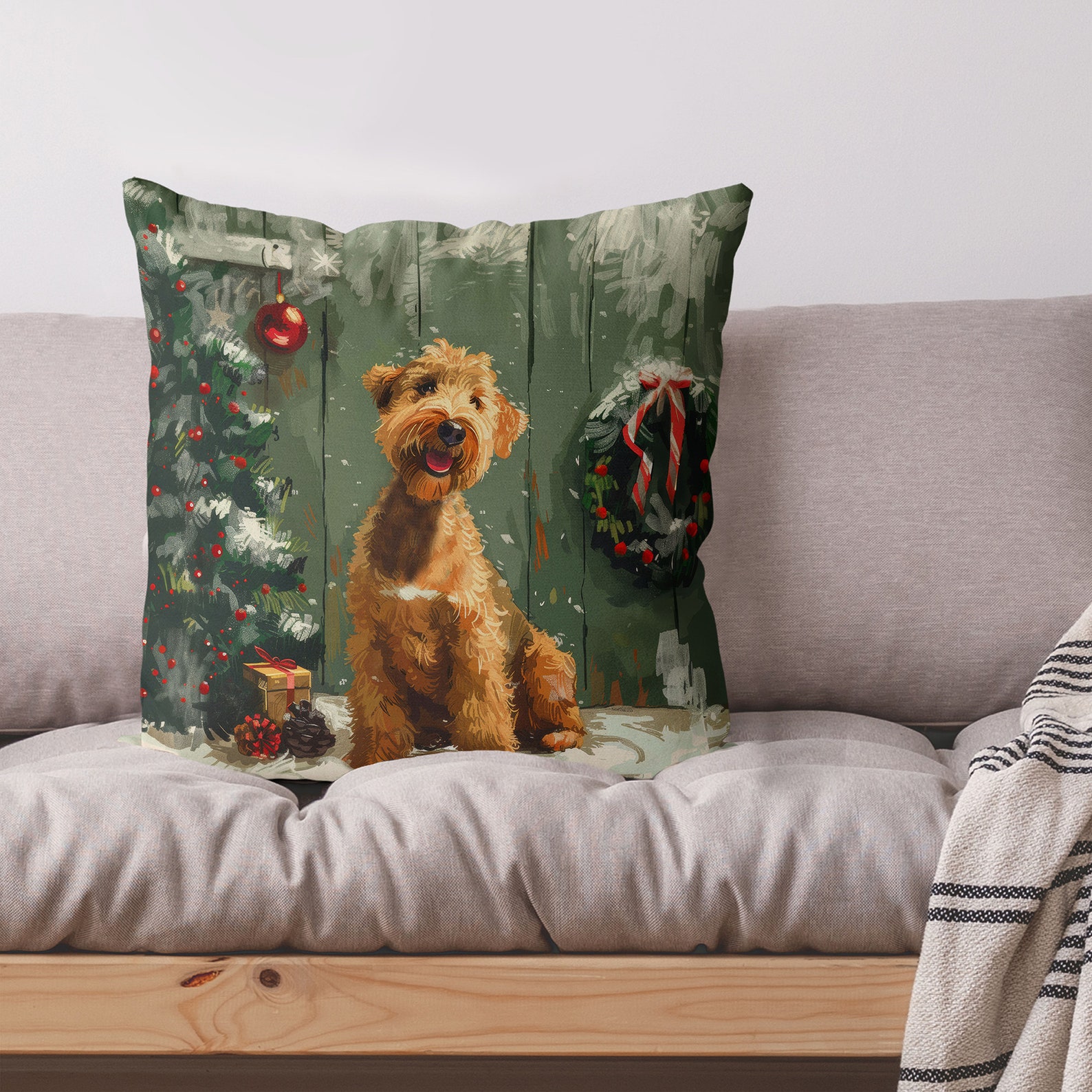 Whimsy Dog Pillow - Cozy 2-Sided Winter Decor main image 1
