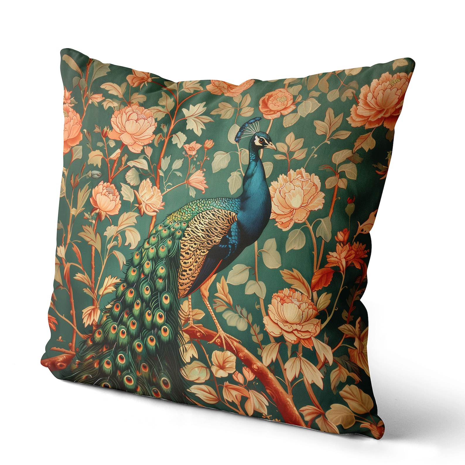 Linen pillow cover Peacock green main image 1