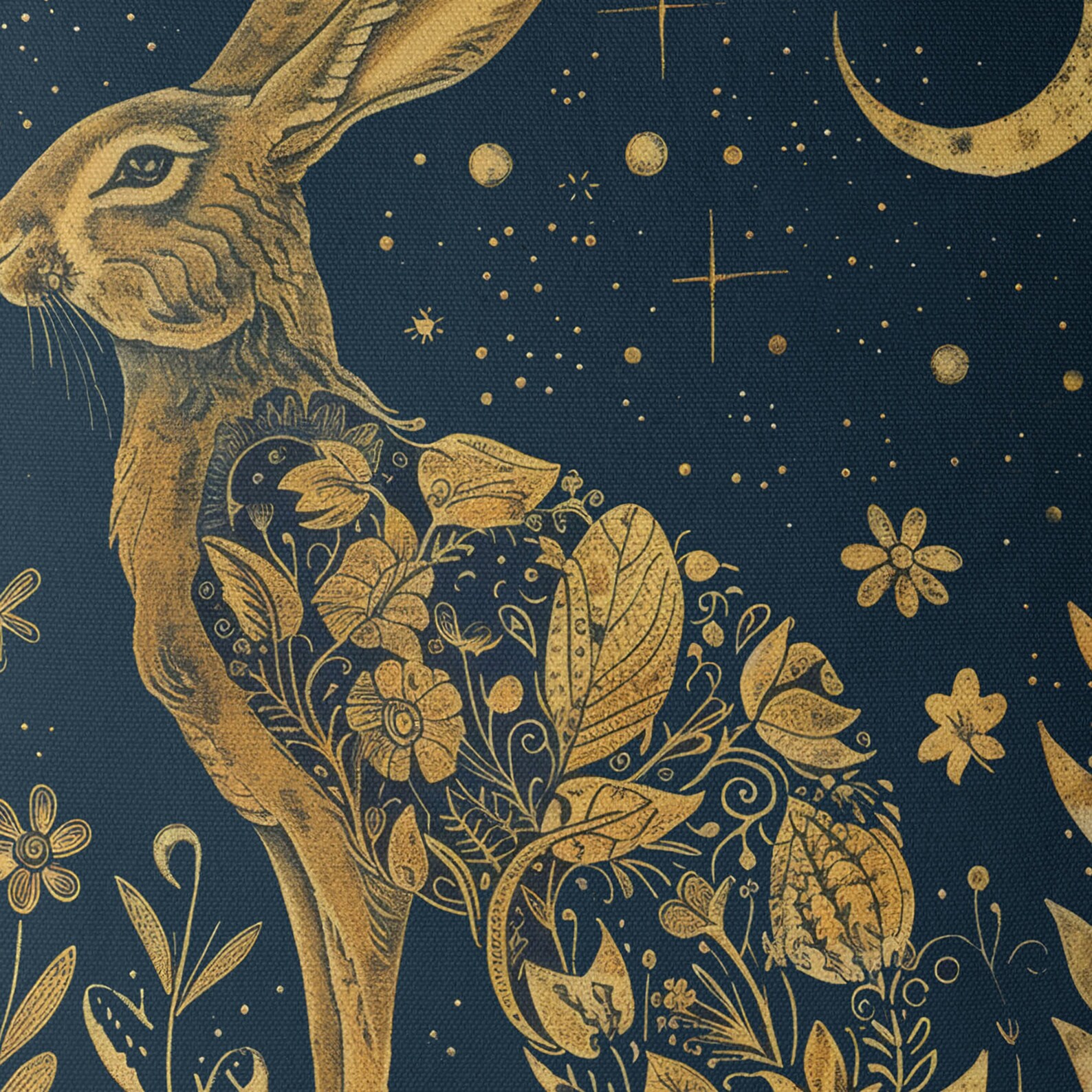 Moon Gazing Hare Pillow Cover, Scandi Folk Art Cushion, Handmade - Etsy