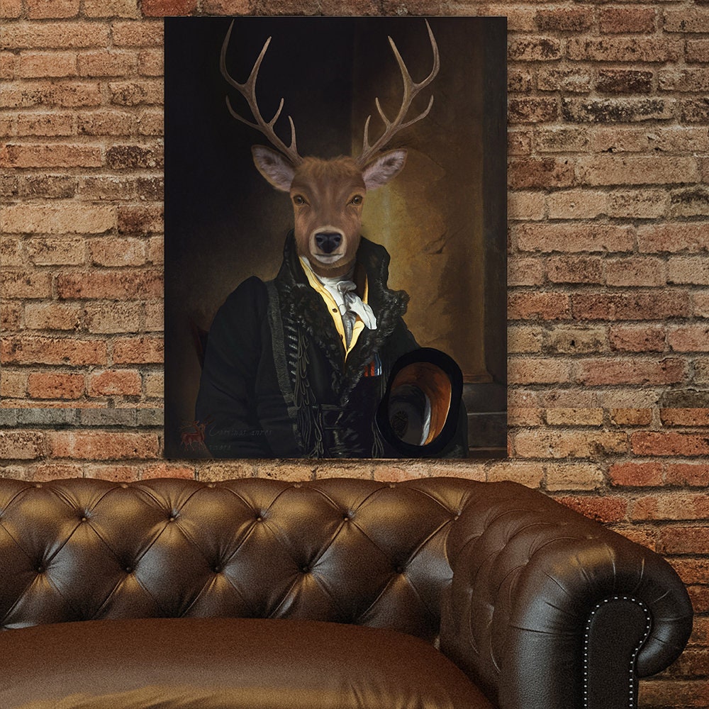 Limited Edition Deer Print - The Immortal Deer - Deer painting, Deer wall art, Deer art print, large canvas print, anthropomorphic art