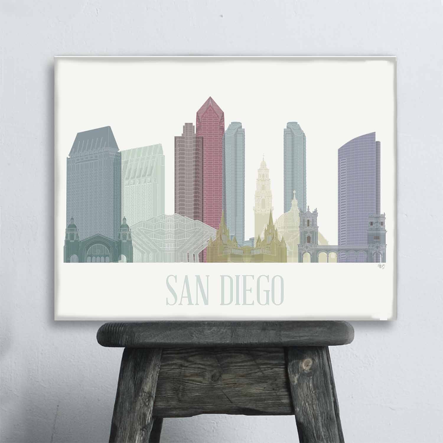 San Diego Wall Art Skyline 3 San Diego Art Print San Diego Etsy España