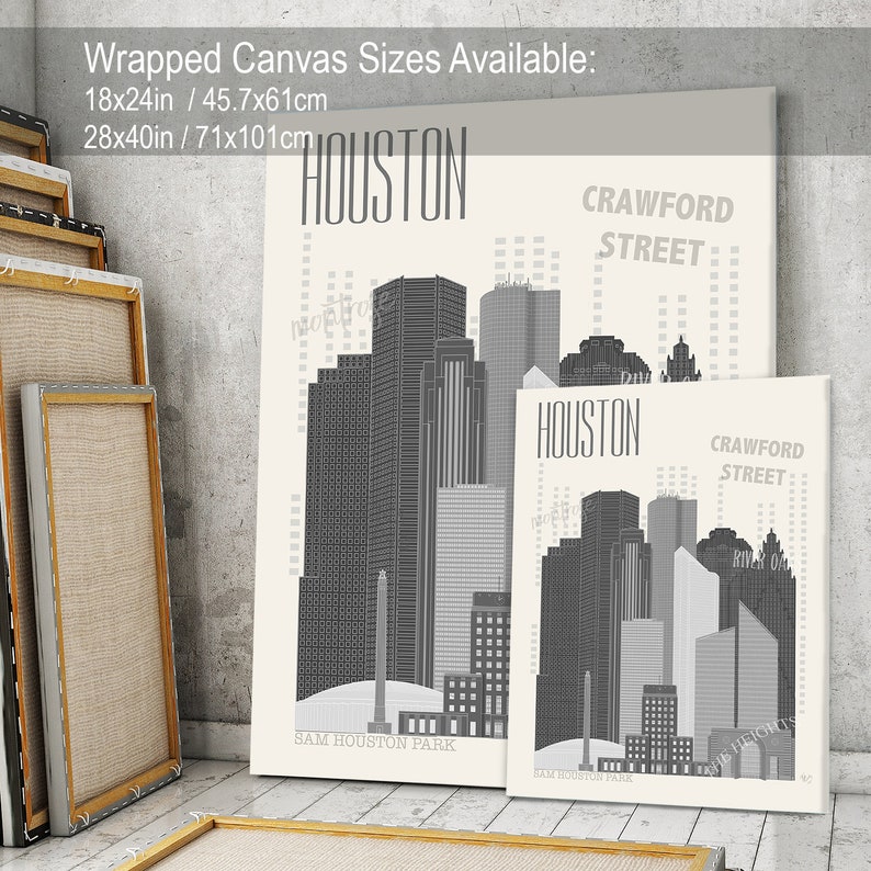 City Print Houston poster, Houston framed print Crawford street Houston Art Print Houston Wall Decor Travel Poster Houston City Print
