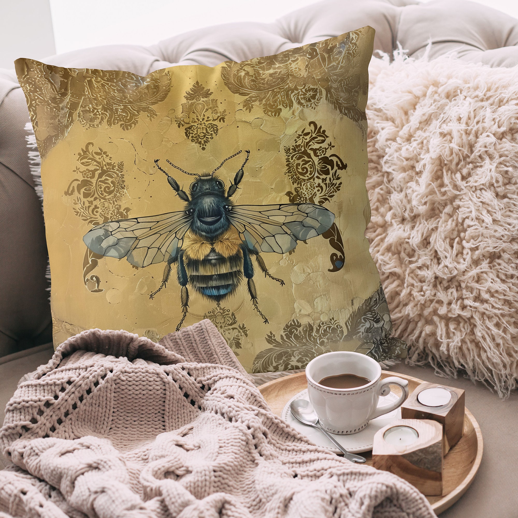 NYDECOR Set 4 Federe Per Cuscino 45x45 Cm Stile Fattoria - Cotone E Lino Con Scritte Mucca E Pollo - Decorazioni Rustiche Per Divano E Letto