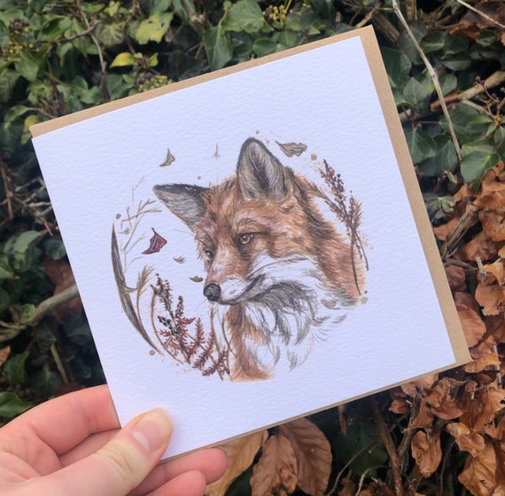 Fox square greeting card