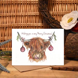 Highland cow Christmas card