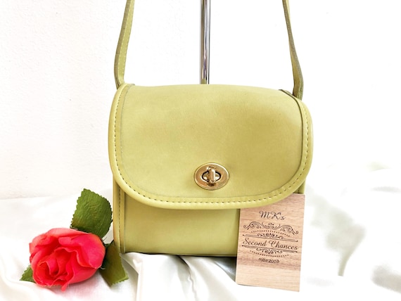 Vintage COACH Emmie Flap in Lime Green Leather, St