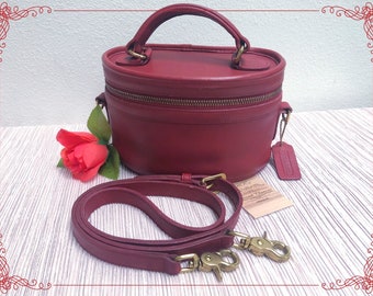 Vintage COACH Trail Bag/Train Case 9955 in Red Leather - USA Made in 1995 -  Handbag, Shoulder Bag, Crossbody, Top Handle Purse EUC