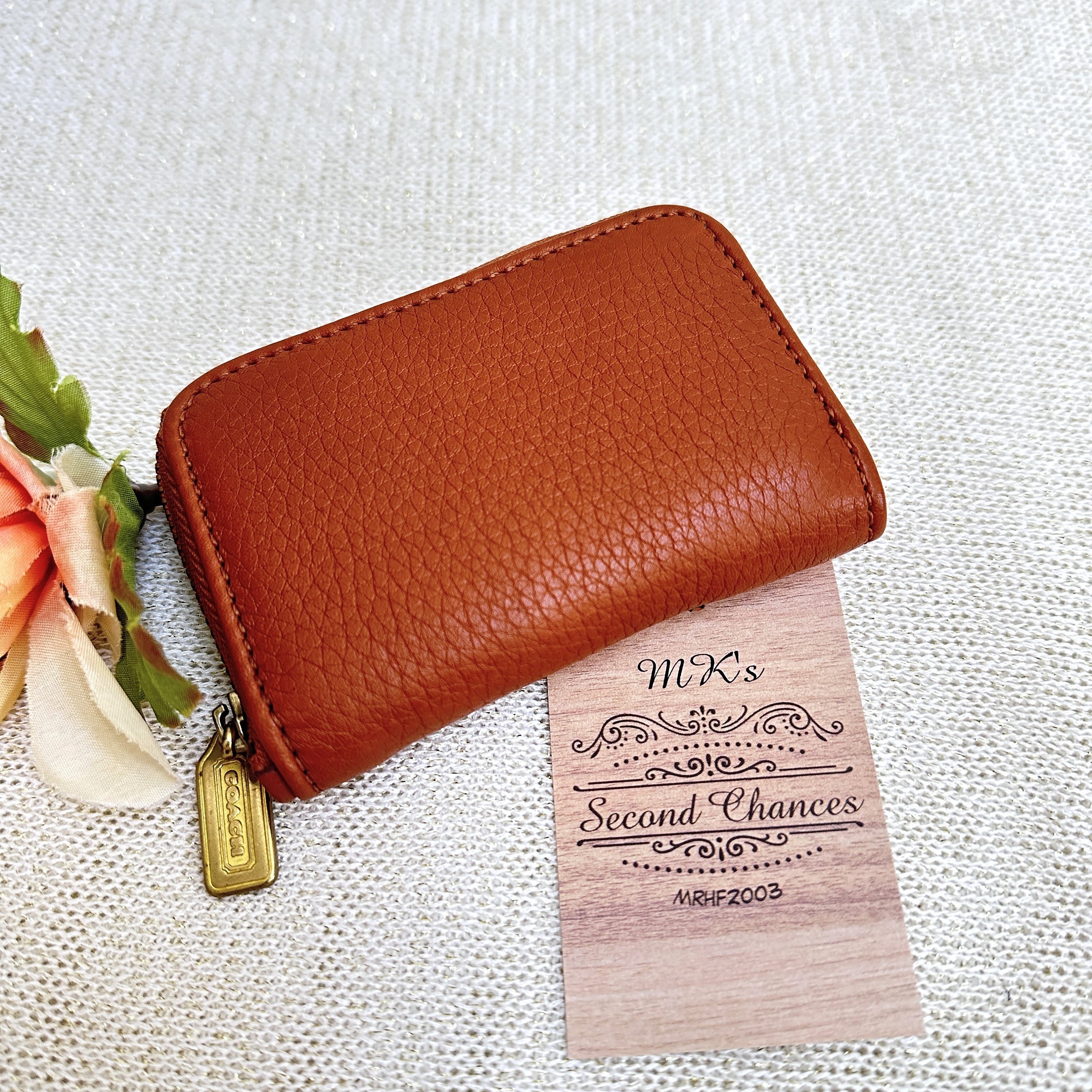 Vintage COACH Sonoma Coin Case 4978, Saddle (light Brown