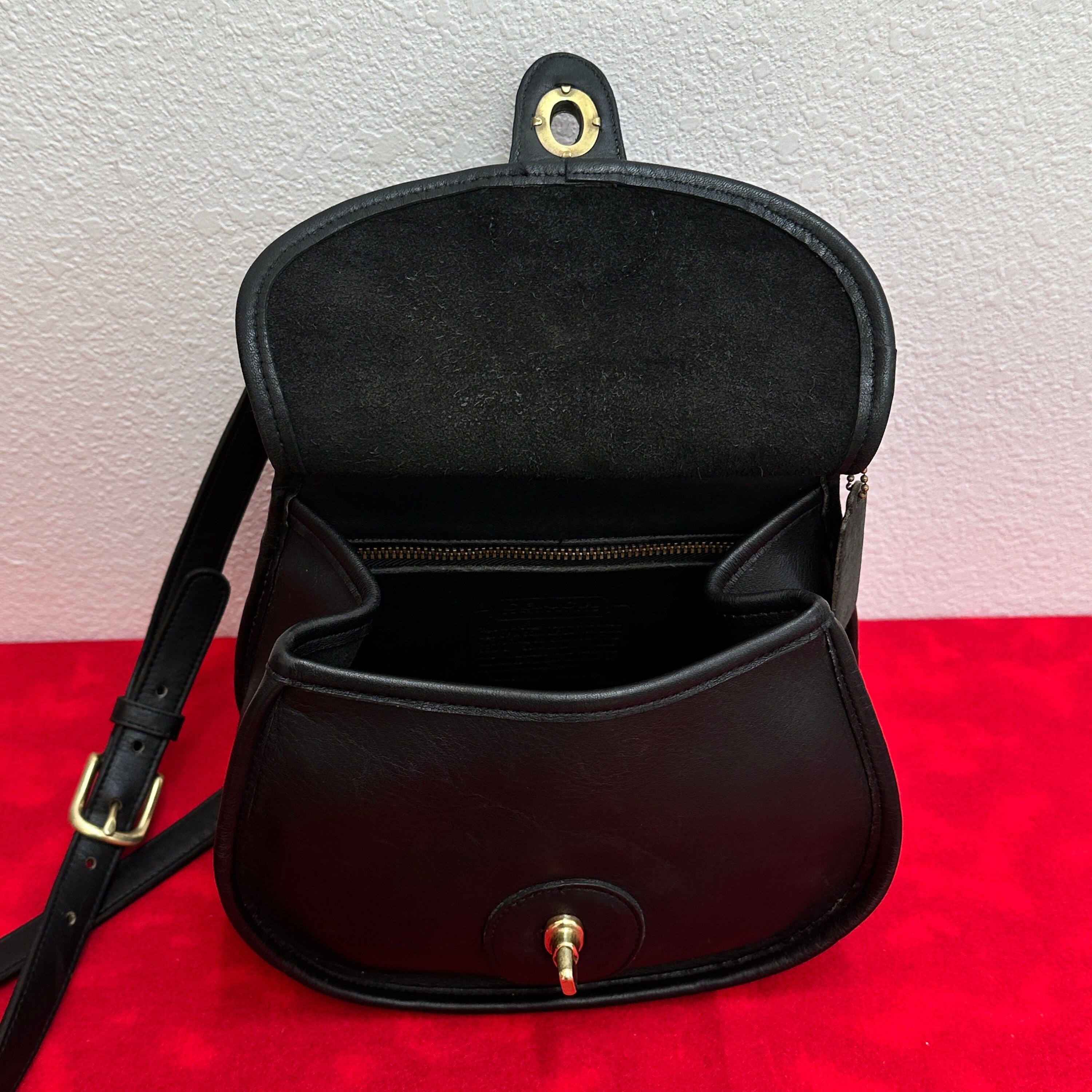 Vintage Coach Post Pouch: Black Leather Crossbody Bag, USA Made