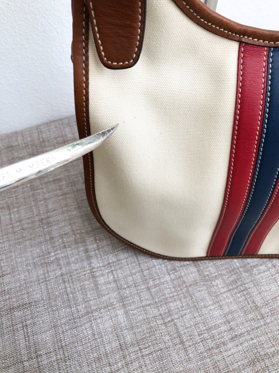 Vintage Coach Denim Classic Stripe Hippie/Saddle … - image 8