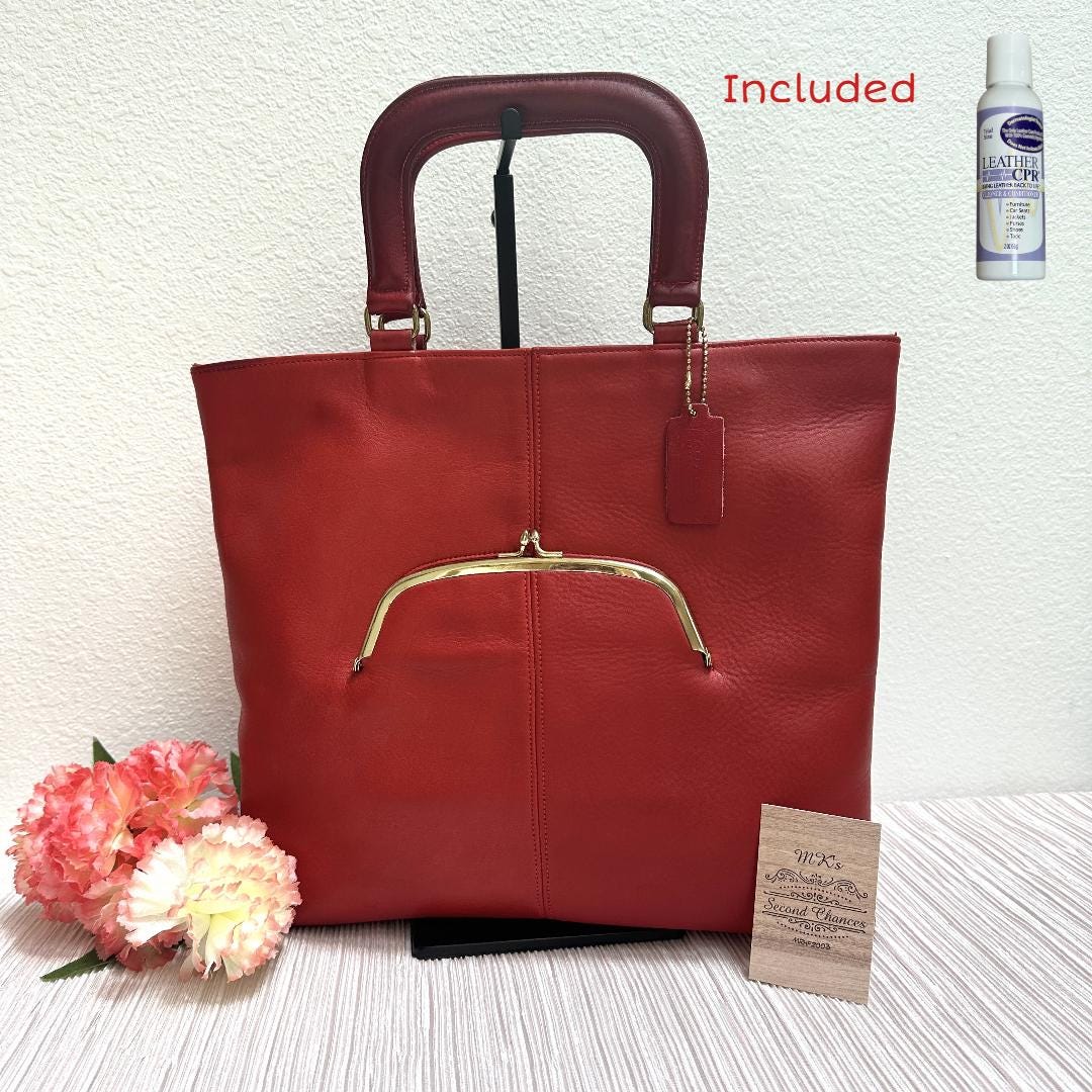Vintage COACH Bonnie Cashin Skinny Tote 9450: Red Leather Pre