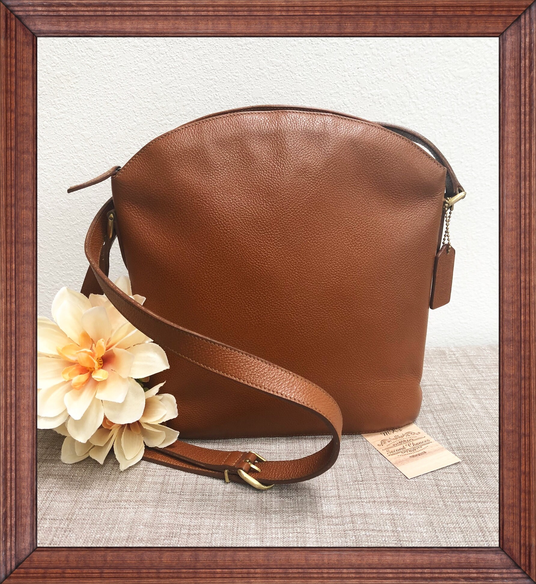 Vintage Coach Madison Pierpont Crossbody 4407 in Beechnut (Brown) Textured Leather, Purse, Handbag - Made in Italy in 1993 - VGUC