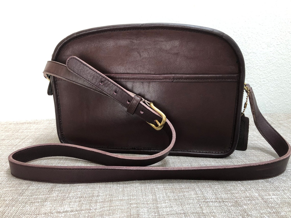 Rare Vintage Coach Camera Bag 9760 Burgundy Leather NYC made Etsy