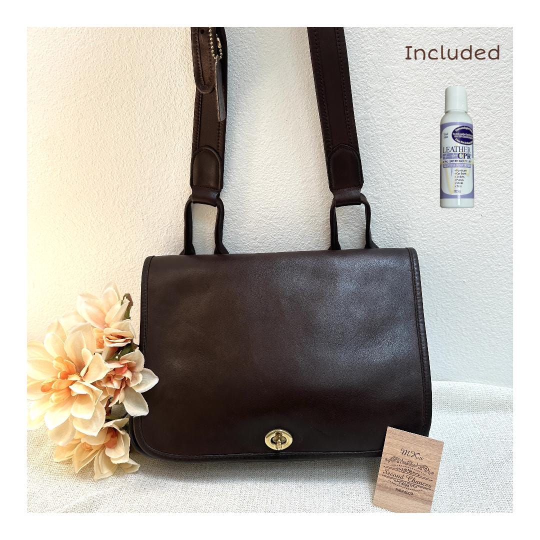 美品✨vintage coach old shoulder bag 2way Vintage Coach Suspender Bag 9490: Mocha Leather Shoulder Bag, Pre