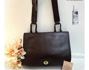 Vintage Coach Suspender Bag 9490, in Mocha Leather, Pre serial NYC early 70s - Rare - Shoulder bag, purse, collectible