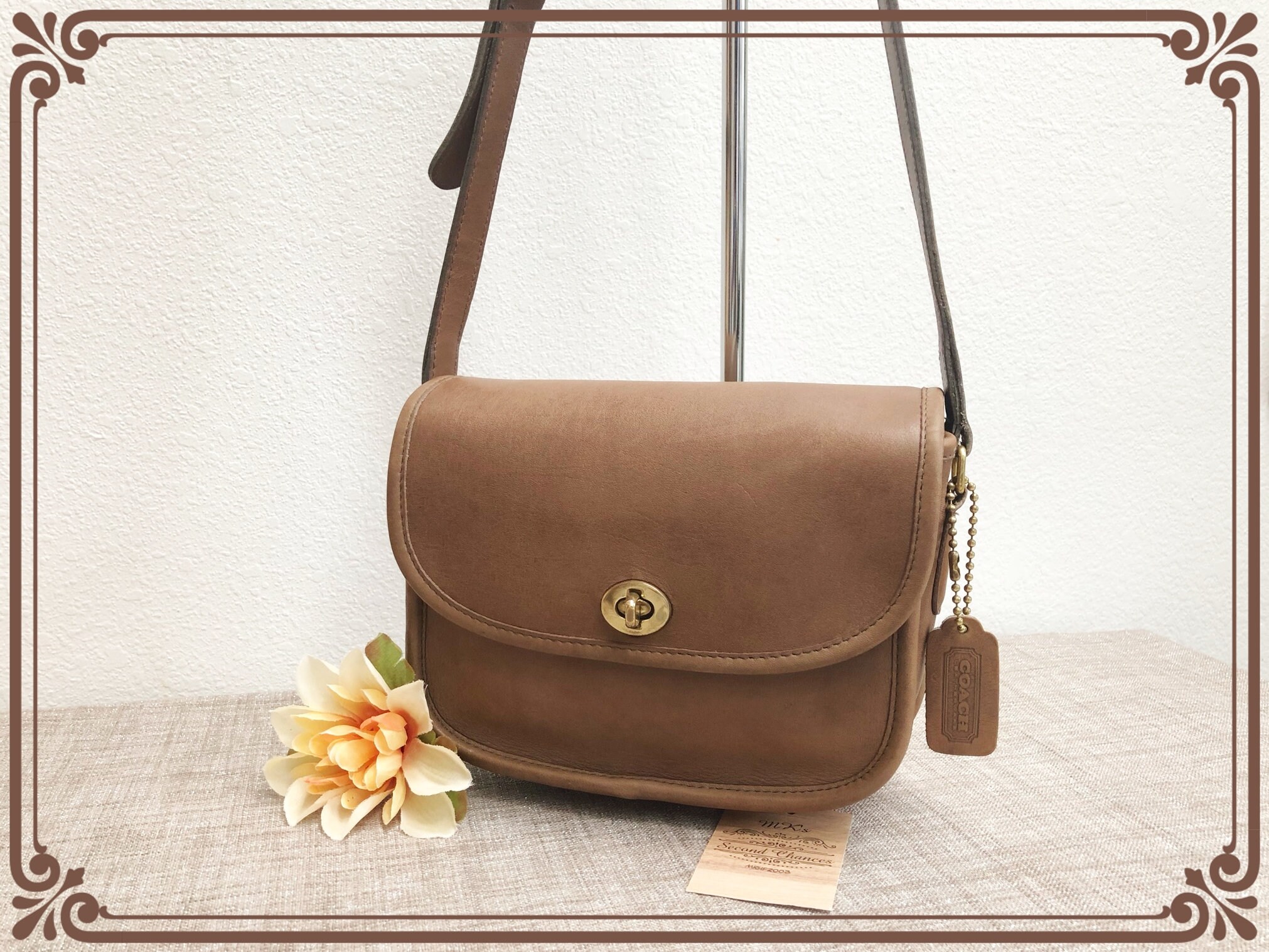 美品 オールドコーチ Collegiate 9815 RARE Coach Collegiate #9815 Putty Leather Turnlock VTG 1980s