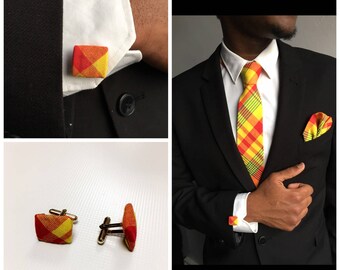 Button cuffs traditional madras color