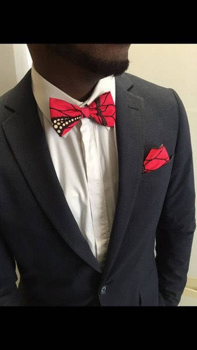 Butterfly knot red wax fabric men/'s suit accessory