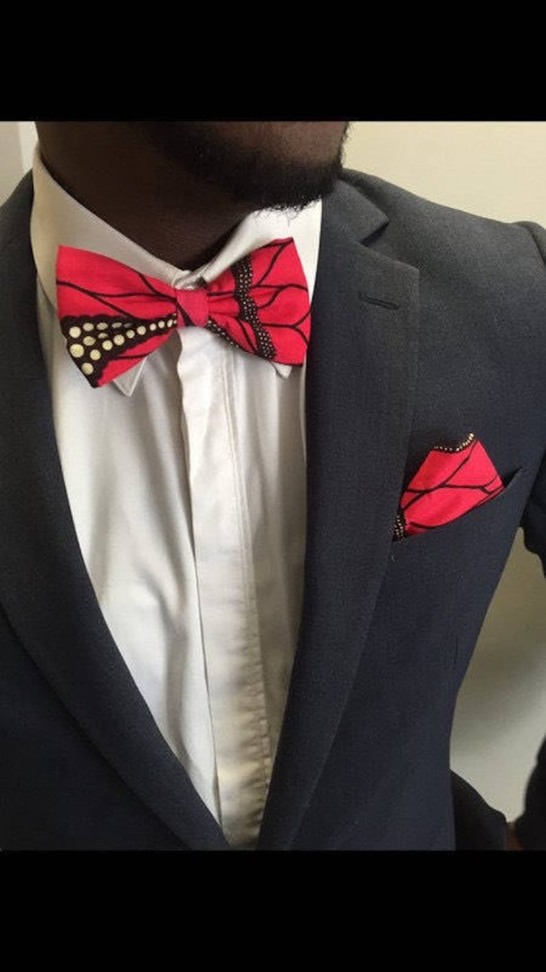 Butterfly knot red wax fabric men/'s suit accessory
