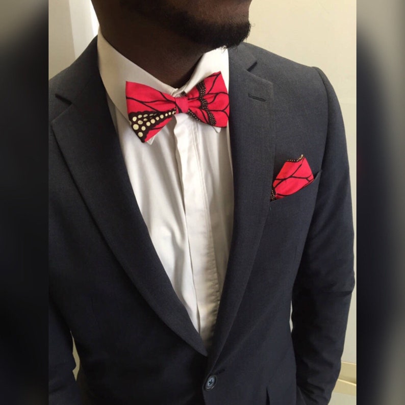 Butterfly knot red wax fabric men/'s suit accessory