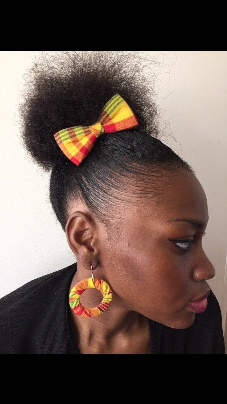 Barrette Madras Fabric Orange Women's Hair Accessory Etsy